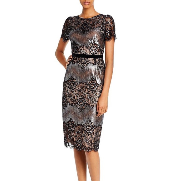 BCBGMaxAzria Metallica lace cocktail dress 2 - Picture 2 of 5